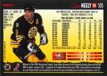 1994-95 O-Pee-Chee Premier #505 Cam Neely Back