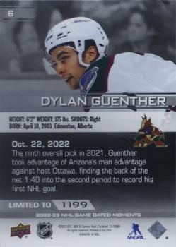 2022-23 Upper Deck Game Dated Moments #6 Dylan Guenther Back
