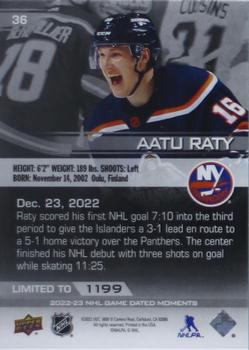 2022-23 Upper Deck Game Dated Moments #36 Aatu Räty Back