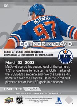 2022-23 Upper Deck Game Dated Moments #69 Connor McDavid Back