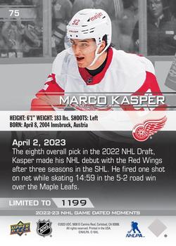 2022-23 Upper Deck Game Dated Moments #75 Marco Kasper Back