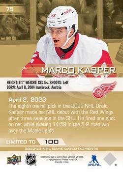 2022-23 Upper Deck Game Dated Moments - Gold #75 Marco Kasper Back