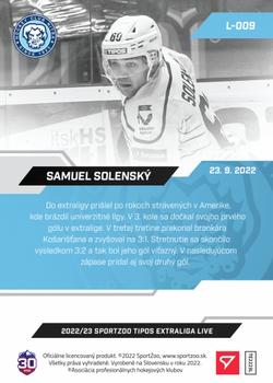 2022-23 SportZoo Live Tipos Extraliga #L-009 Samuel Solensky Back