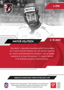 2022-23 SportZoo Live Tipos Extraliga #L-015 Matus Vojtech Back