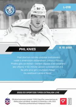 2022-23 SportZoo Live Tipos Extraliga #L-016 Phil Knies Back