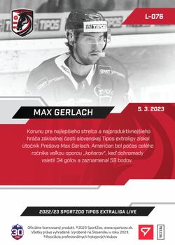 2022-23 SportZoo Live Tipos Extraliga #L-076 Max Gerlach Back