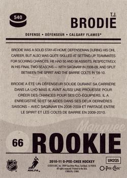 2010-11 O-Pee-Chee #540 T.J. Brodie  Back