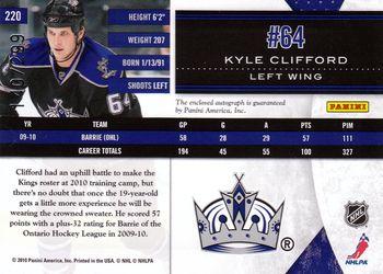2010-11 Panini Limited #220 Kyle Clifford  Back