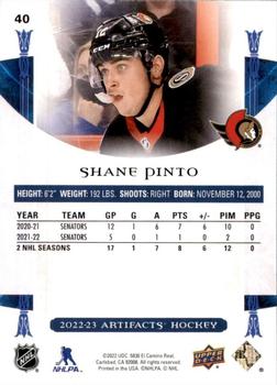 2022-23 Upper Deck Artifacts #40 Shane Pinto Back
