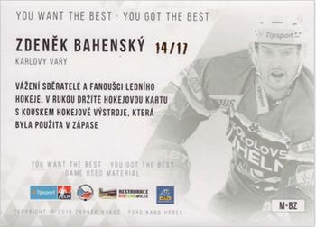 2018 OFS You Want the Best You Got the Best - Game Used Material #M-BZ Zdenek Bahensky Back