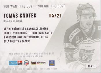 2018 OFS You Want the Best You Got the Best - Game Used Material #M-KT Tomas Knotek Back