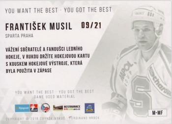 2018 OFS You Want the Best You Got the Best - Game Used Material #M-MF Frantisek Musil Back