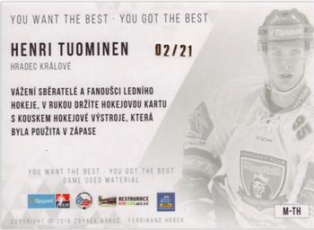 2018 OFS You Want the Best You Got the Best - Game Used Material #M-TH Henri Tuominen Back