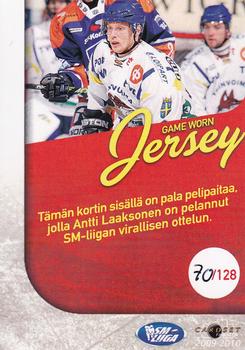 2009-10 Cardset Finland - Game Worn Jerseys Exchange #NNO Antti Laaksonen Back