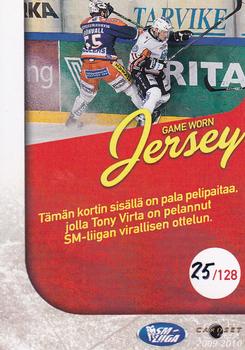 2009-10 Cardset Finland - Game Worn Jerseys Exchange #NNO Tony Virta Back