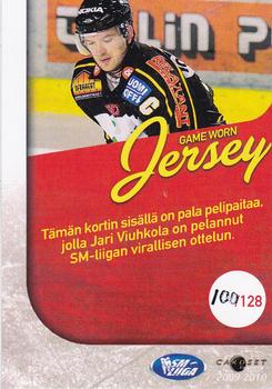 2009-10 Cardset Finland - Game Worn Jerseys Exchange #NNO Jari Viuhkola Back