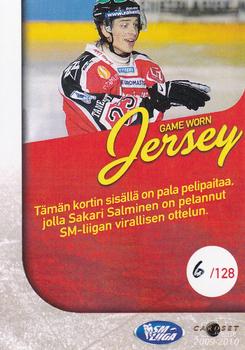 2009-10 Cardset Finland - Game Worn Jerseys Exchange #NNO Sakari Salminen Back
