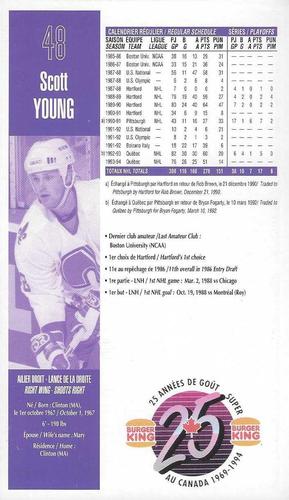 1994-95 Burger King Quebec Nordiques #NNO Scott Young Back