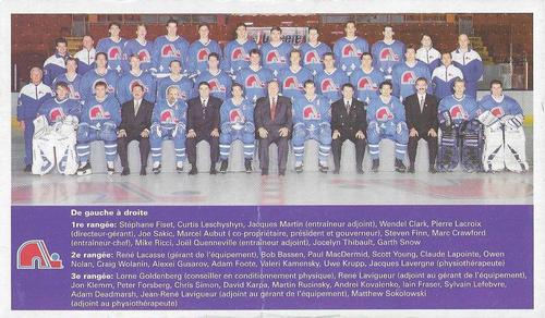 1994-95 Burger King Quebec Nordiques #NNO Team Front