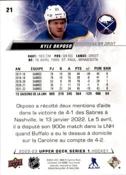 2022-23 Upper Deck - French (Variante Française) #21 Kyle Okposo Back