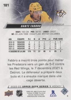 2022-23 Upper Deck - French (Variante Française) #101 Dante Fabbro Back