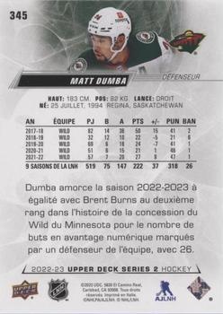 2022-23 Upper Deck - French (Variante Française) #345 Matt Dumba Back