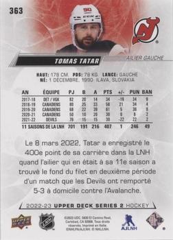 2022-23 Upper Deck - French (Variante Française) #363 Tomas Tatar Back