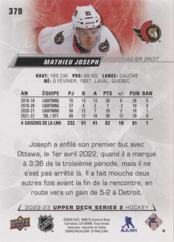 2022-23 Upper Deck - French (Variante Française) #379 Mathieu Joseph Back