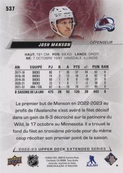 2022-23 Upper Deck - French (Variante Française) #537 Josh Manson Back