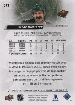 2022-23 Upper Deck - French (Variante Française) #571 Jacob Middleton Back
