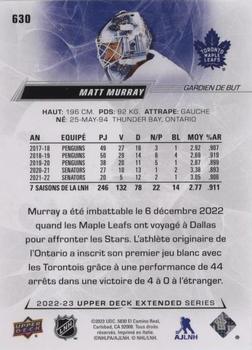 2022-23 Upper Deck - French (Variante Française) #630 Matt Murray Back