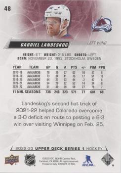 2022-23 Upper Deck - UD Exclusives #48 Gabriel Landeskog Back