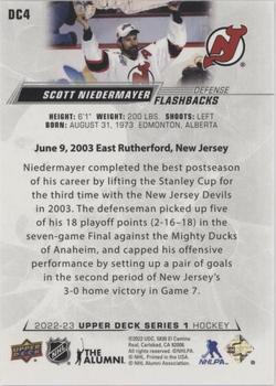 2022-23 Upper Deck - Day With The Cup Flashbacks #DC4 Scott Niedermayer Back
