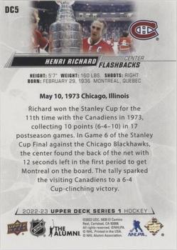 2022-23 Upper Deck - Day With The Cup Flashbacks #DC5 Henri Richard Back