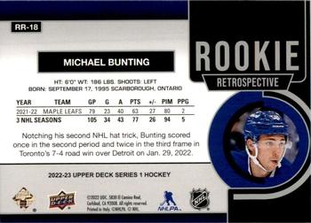 2022-23 Upper Deck - Rookie Retrospective #RR-18 Michael Bunting Back