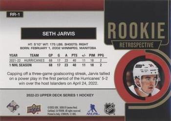 2022-23 Upper Deck - Rookie Retrospective Gold #RR-1 Seth Jarvis Back