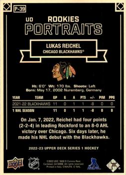 2022-23 Upper Deck - UD Portraits #P-39 Lukas Reichel Back
