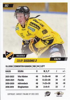 2022-23 Cardset Finland #062 Colby Sissons Back