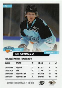 2022-23 Cardset Finland #113 Saku Salminen Back