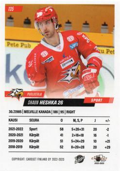 2022-23 Cardset Finland #135 Shaun Heshka Back