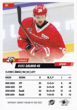 2022-23 Cardset Finland #141 Mikko Salmio Back