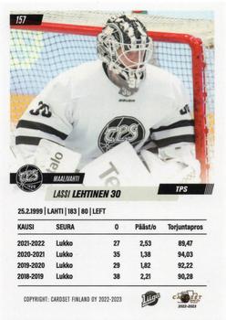 2022-23 Cardset Finland #157 Lassi Lehtinen Back