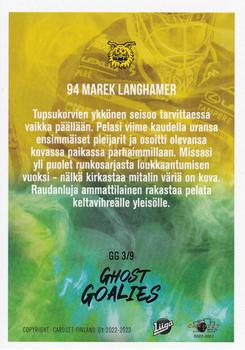 2022-23 Cardset Finland - Ghost Goalies #GG 3 Marek Langhamer Back