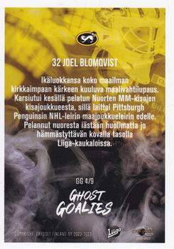 2022-23 Cardset Finland - Ghost Goalies #GG 4 Joel Blomqvist Back