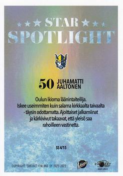 2022-23 Cardset Finland - Star Spotlight #SS 4 Juhamatti Aaltonen Back