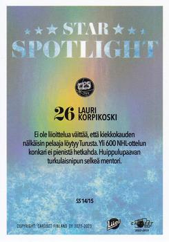 2022-23 Cardset Finland - Star Spotlight #SS 14 Lauri Korpikoski Back