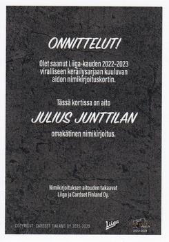 2022-23 Cardset Finland - Signature #NNO Julius Junttila Back