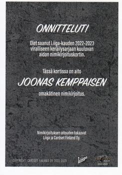 2022-23 Cardset Finland - Signature #NNO Joonas Kemppainen Back