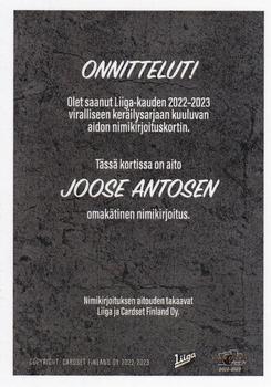 2022-23 Cardset Finland - Signature Limited Edition #NNO Joose Antonen Back