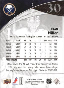 2010-11 SP Game Used #10 Ryan Miller  Back